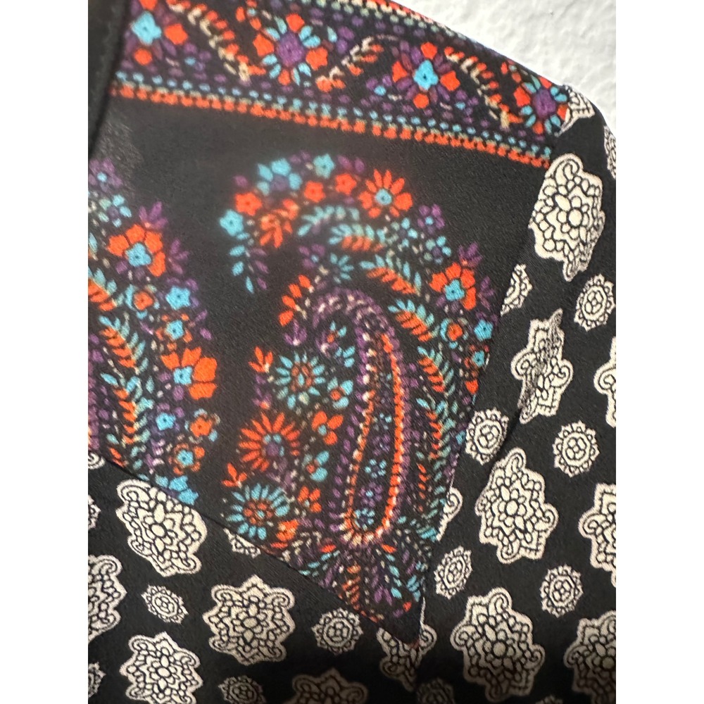 Xhilaration Womens Long Sleeve Romper Black Geometric Paisley Print Size M - Picture 7 of 11